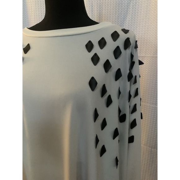 Mat Womens Large XL Polyester Blouse‎ With Diamond Decor White And Black - Picture 3 of 7